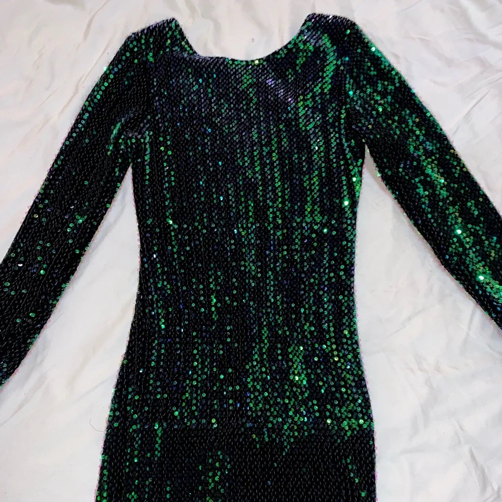 🪩 Motel Rocks Green Sequin Backless Dress - Size S - Picture 4 of 4